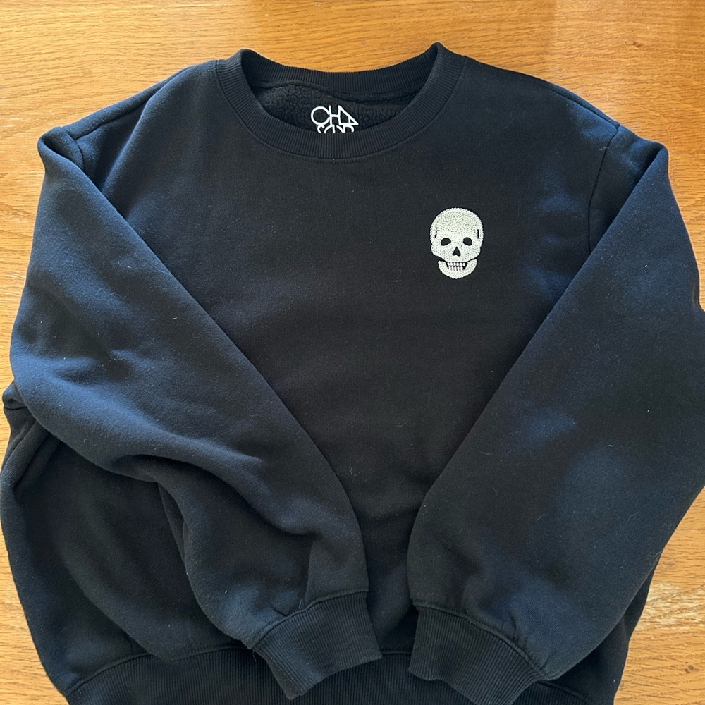 CHASER Black Skull Embroidered Sweater
